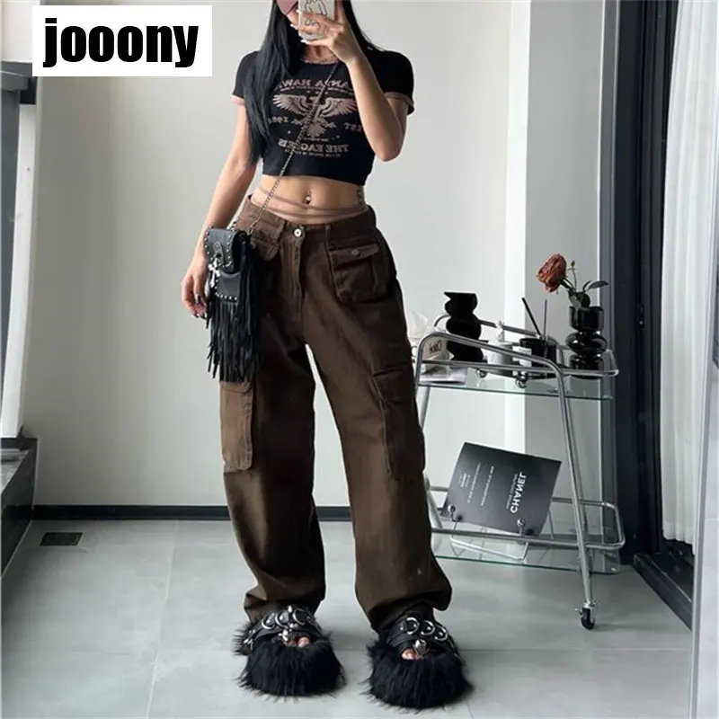 

Loose Straight Wide Leg Cargo pants Men American Street Retro High Waist Casual Solid Color Spring Summer Fashion Y2K Aesthetics