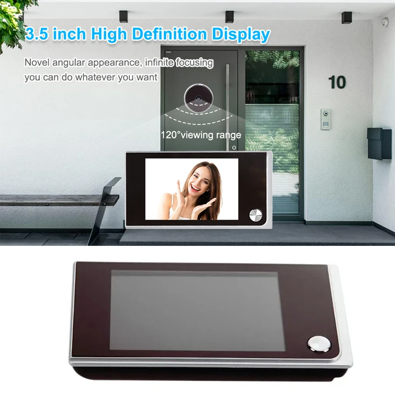 3.5인치 디지털 초인종 LCD 120도 전자식 틈구멍 초인종 컬러 IR 카메라 도어 뷰어 AAA 배터리로 작동