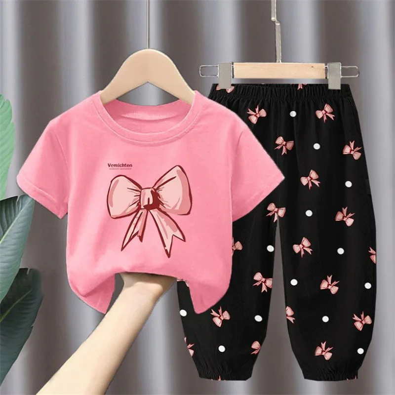 

Summer Children's Suit Baby Clothes 2023 New Boys and Girls Thin Section Short-Sleeved T-Shirt Anti-Mosquito Pants Two-Piece Set