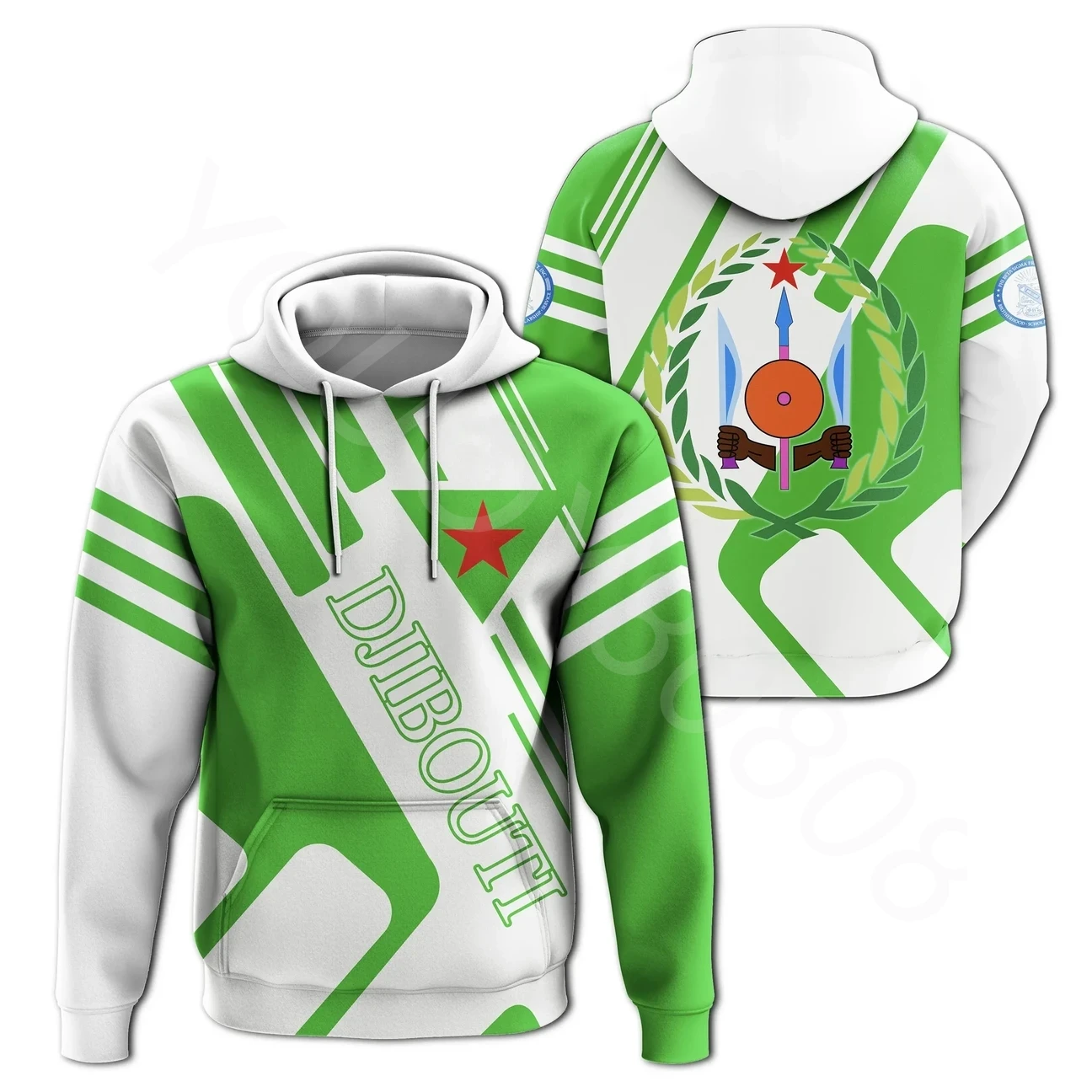 

Simple New Men's Sweatshirt Africa Djibouti Zip Hoodie - Rocky Style Chain Hoodie 3D Print Vintage Harajuku Clothing