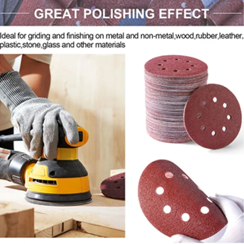 Papel De Lija - Paquete De 50 Discos De Lijado De 125 Mm Papel De Lija Para Lijadora Orbital, Pulido, Rodamientos, Abrasivos De Grano 1000 | Leroy Merlin
