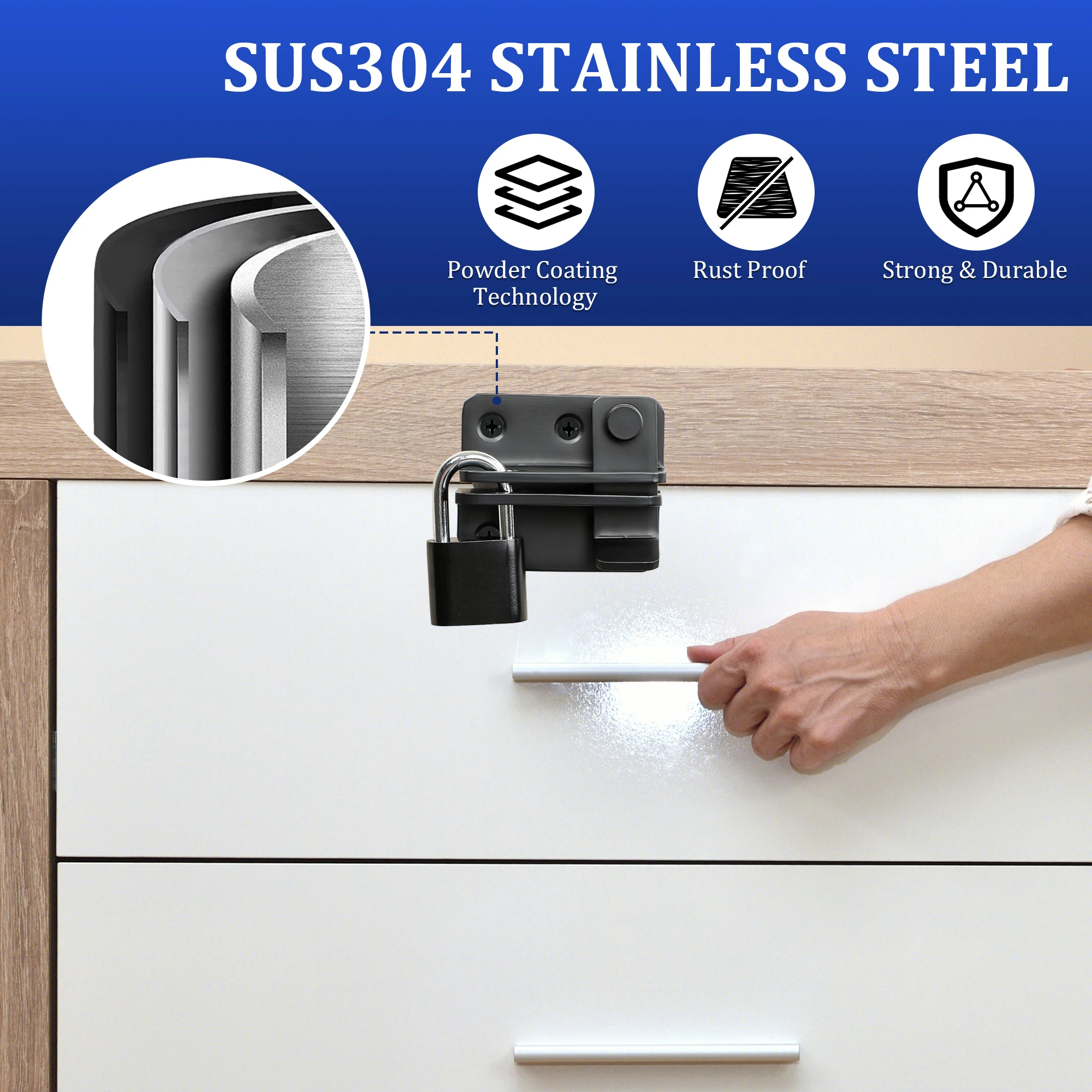Shed Lock Gate Lock Door Bolt Gate Latch Tiny Padlock Hasp for Wooden Gates Garden Shed Cupboard Stainless Steel Hardware