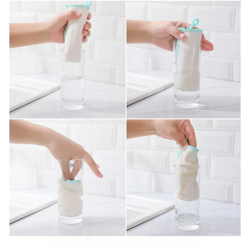 Oil-free Dishcloths Thickened with Wood Fiber Dishcloths Bamboo Dishtowels Are Absorbent To Remove Oil Household Cleaning Tools