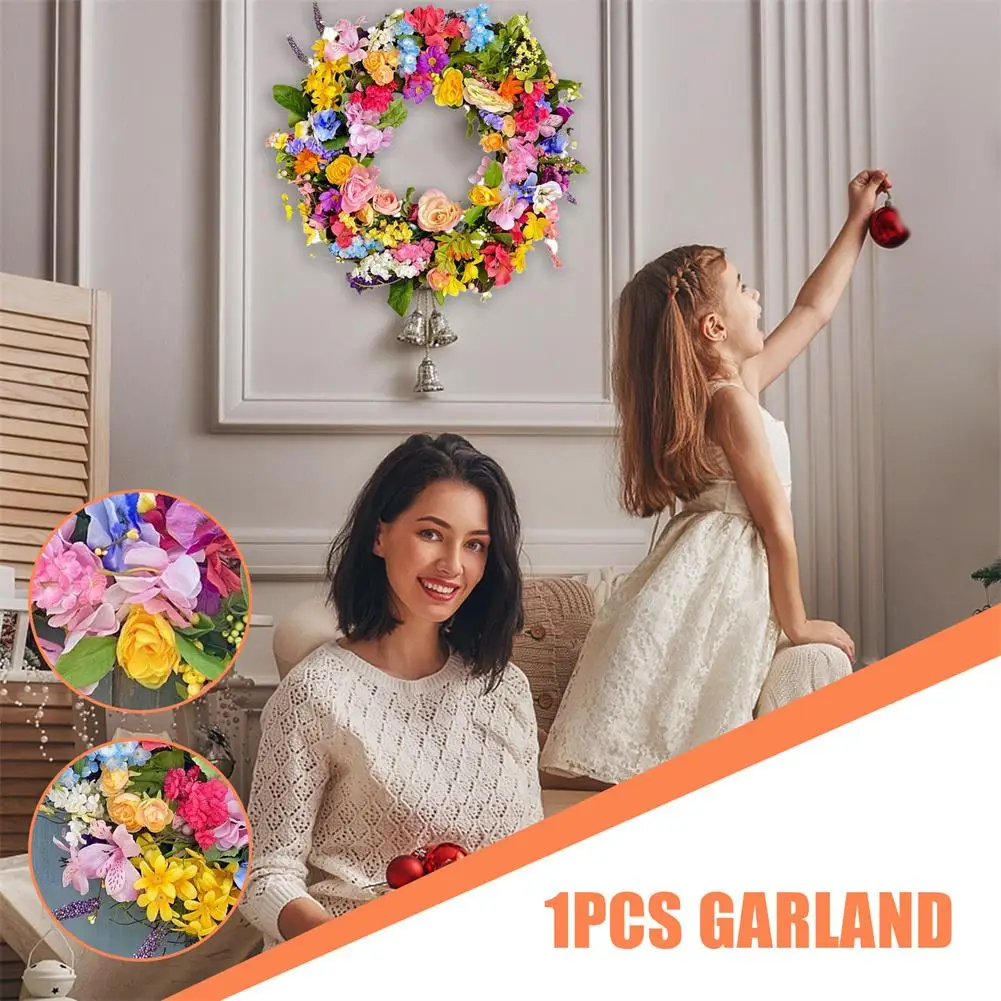 

Colorful Spring Summer Wreath Farmhouse Colorful Cottage Wreath Artificial Flowers Wreath Decor For Front Door Wall Wedding O4w8