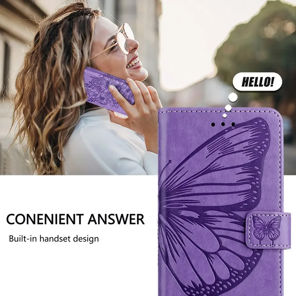 3D Butterfly Leather Flip Phone Case - Stylish & Durable Back Cover