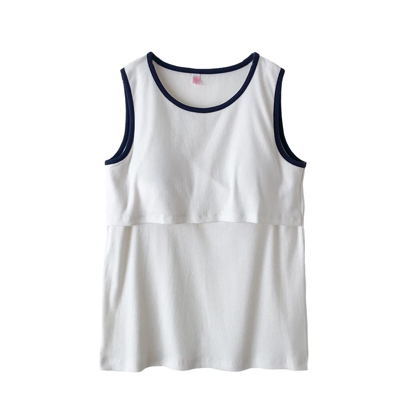 Solid Color All-Season Essential Nursing Tank Top Withe Built-in Brapads 8040B