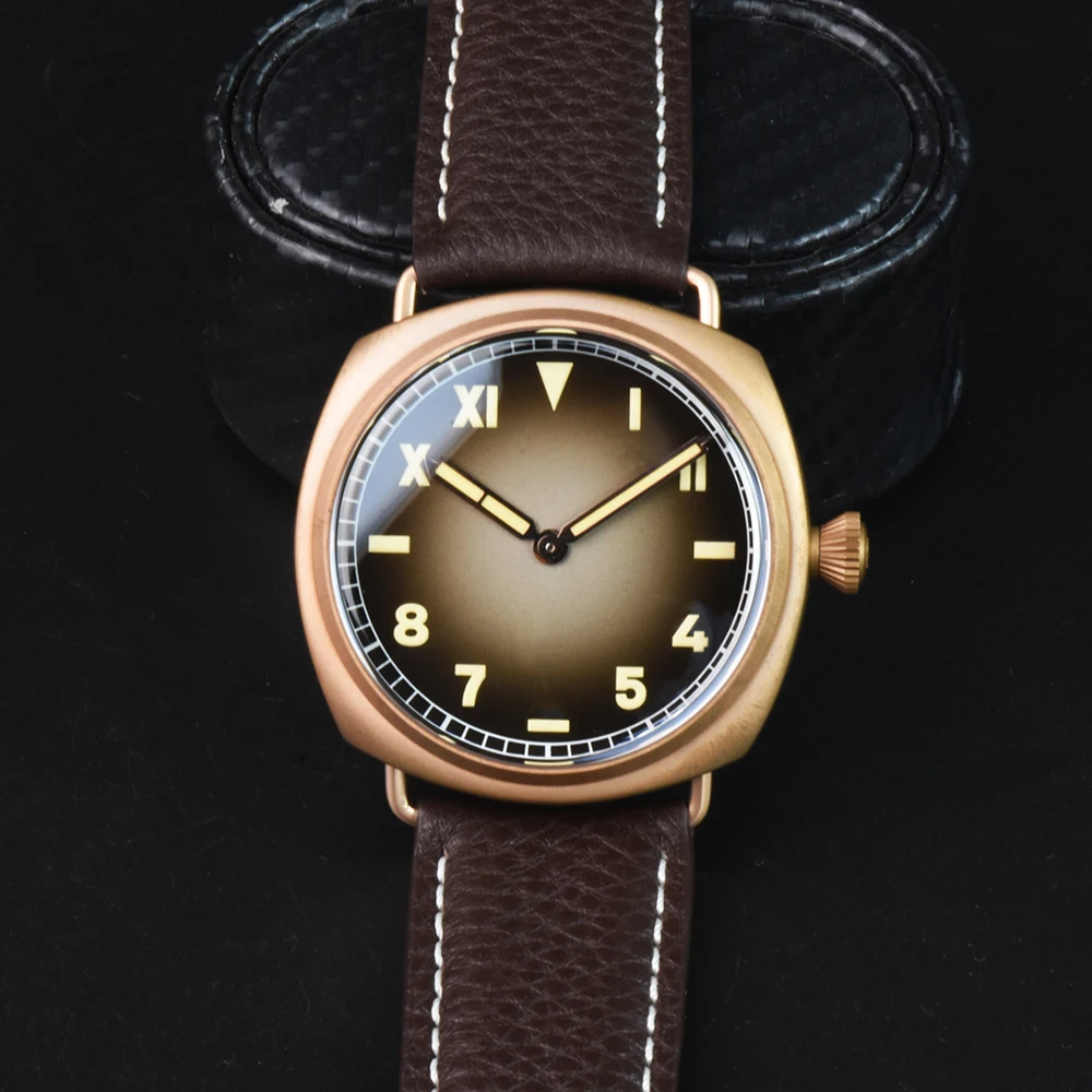 

Hruodland 42mm Gradient Dial Men's Bronze Watch Sapphire Crystal Ronda 502 Quartz Movement Luminous 20Bar Water Resistant