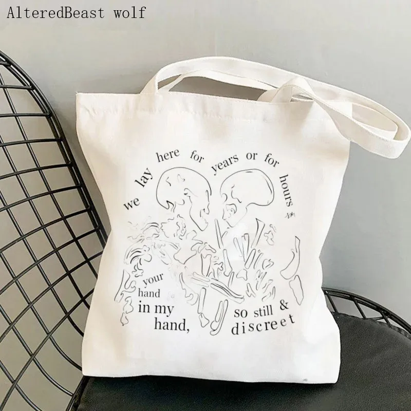 Fashion Women Shopper Handbags Hozier Inspired Skeletal Environmental Storage Reusable Canvas Shoulder Tote Bag school bag