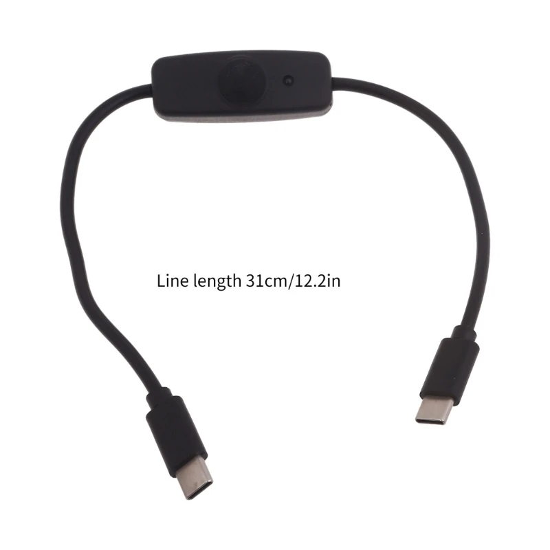 USB C Cable with ON/Off Button USB Type C Male to Male Power Cable with Switches for Cellphone Power Supply 31cm charging cable usb charging cable