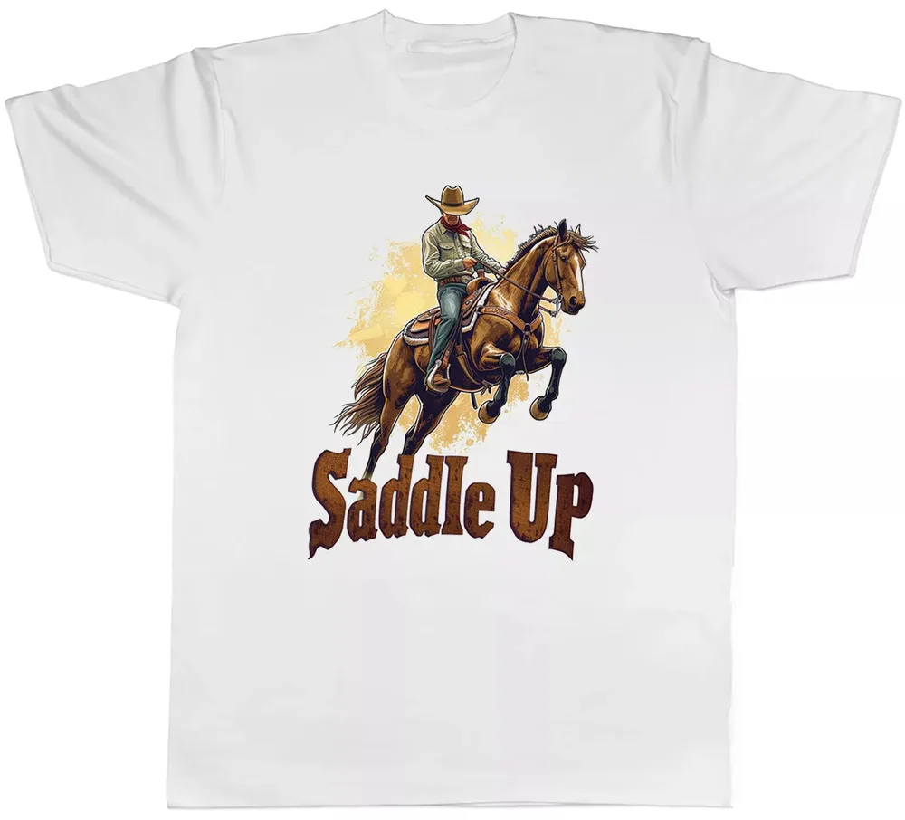 

Мужская футболка Up in the-Wild West Cowboy Horse, качественная футболка из 100% хлопка с коротким рукавом
