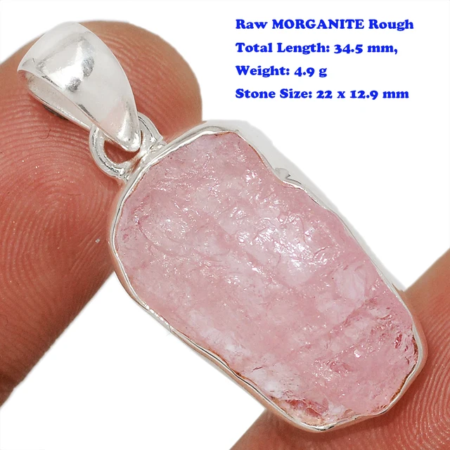 Genuine Raw MORGANITE Rough Pendant 925 