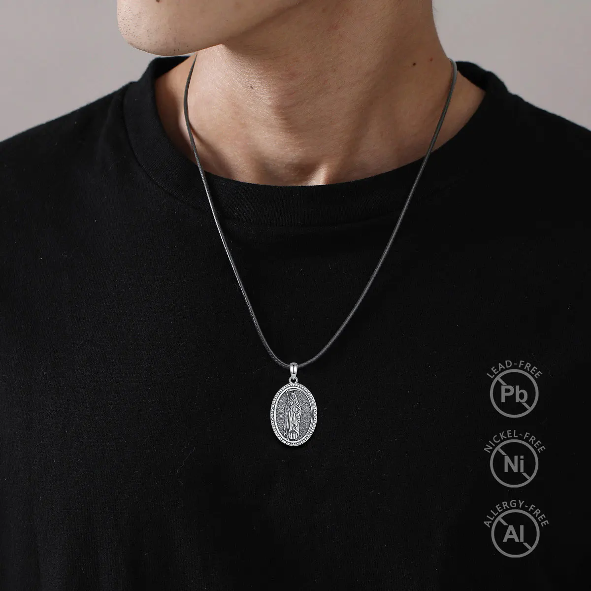 Collana Con Ciondolo A Forma Di Medaglia In Stile Vintage Di San Cristoforo Con Bordo Tagliato A Diamante In Argento Sterling, Gioielli Religiosi - Italia - Foto 10