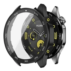 Premium Tempered Glass + PC Protective Case for Smart Watches - Full Cover, Durable Design (Black GT4 46MM)