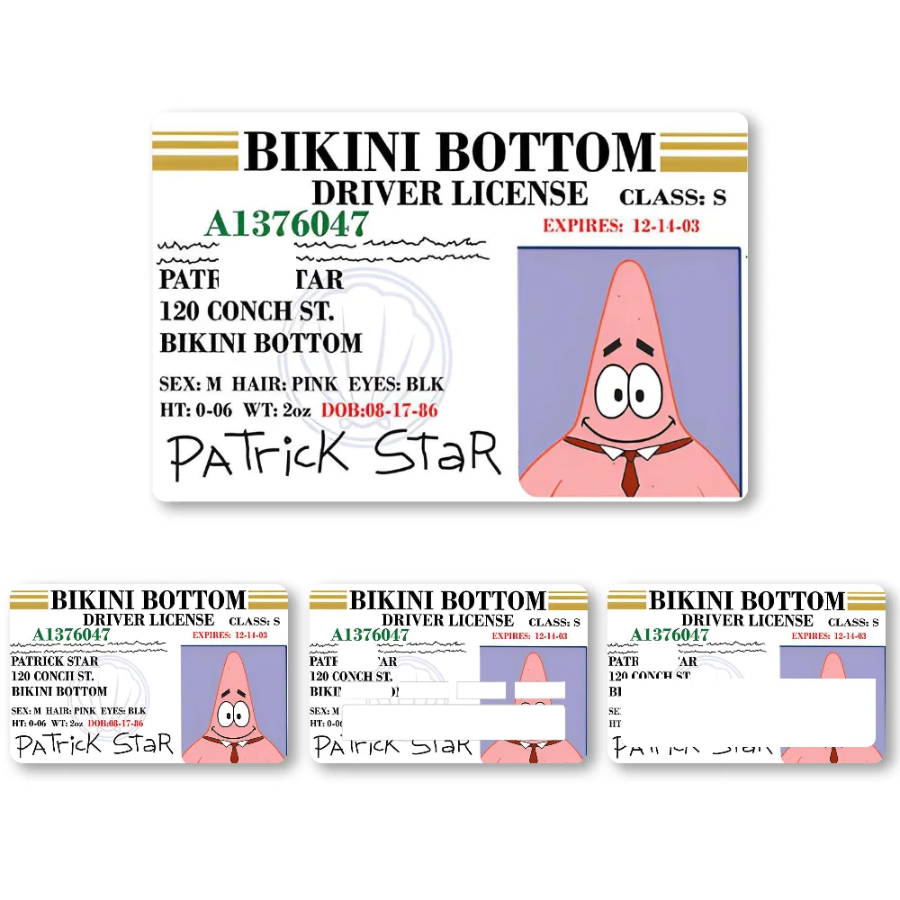 Patrick License Stickers 4pcs PVC Card Skin Stickers for Bank Card Bus Metro Case Decorate Gift