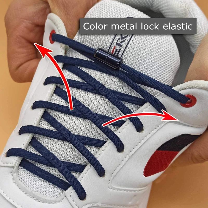 21 Colors No Tie Shoelaces Round Color Metal Lock Elastic Shoelace General For Children And Adults Sneakers Lazy Laces Unisex