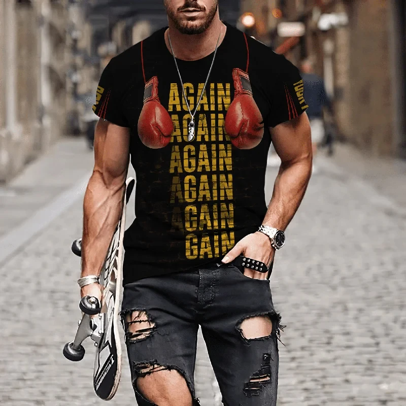 

Футболка мужская оверсайз с рисунком в стиле унисекс, Повседневная рубашка с коротким рукавом и графическим рисунком в стиле бокса, на лето