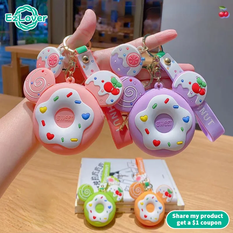 

Силиконовая сумка с милым мультяшным кроликом пончиком, сумка для хранения, милый кошелек для монет, подвеска, брелок, аксессуары для девочек, подарок