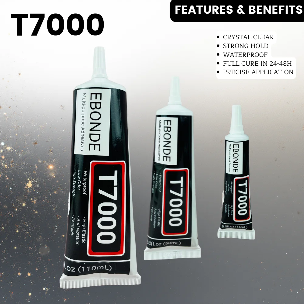 High-Precision Black Adhesive Glue with Precision Applicator Tip, Available in Multiple Sizes