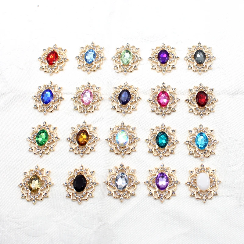 반짝 이는 27*31MM 10Pcs 타원형 크리스탈 라인 석 디스크 액세서리 DIY 결혼식 초대 카드 와인 유리 선물 상자 크리 에이 티브 장식