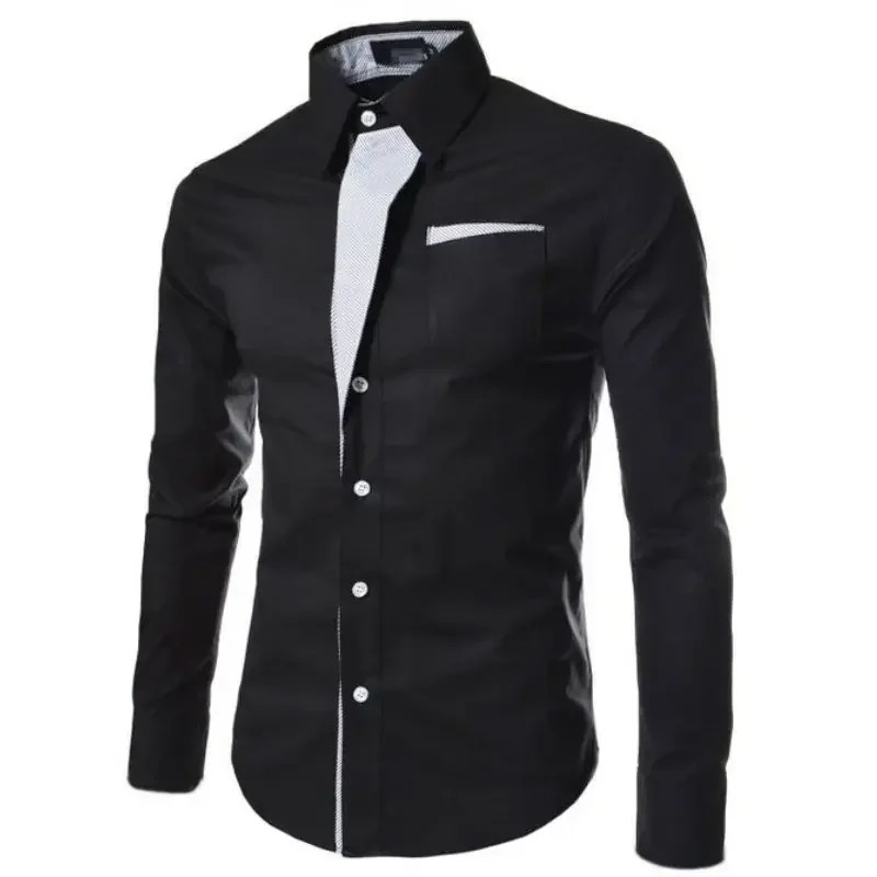 thumbnail image 1 of Camisas para hombre elegantes con botones, manga larga, camisa roja para hombre, camisa de negocios con mangas, ropa popular coreana, cuello ajustado, estilo I, 1 of 4