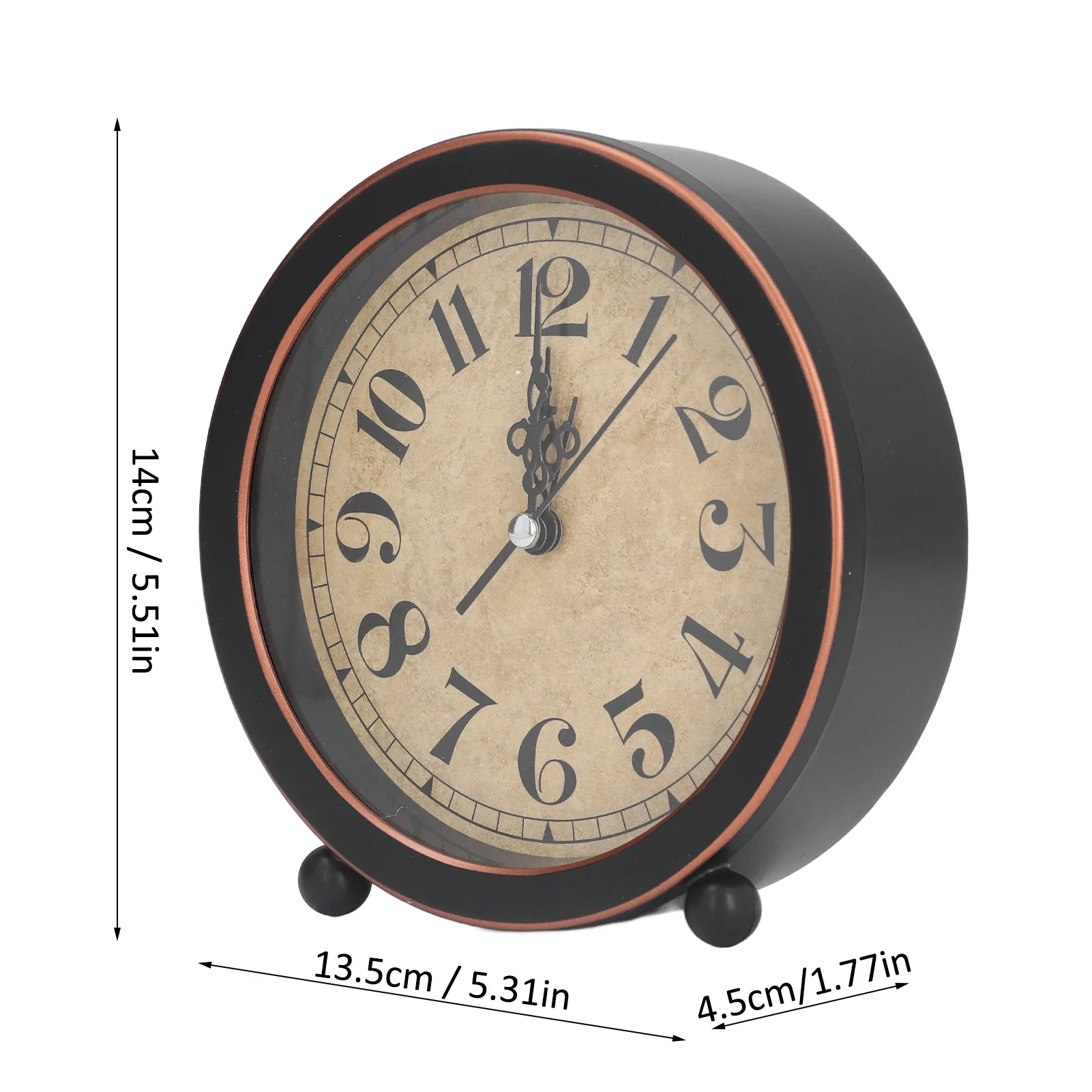 Desk Clock Retro Style Easy Identification Silent Ticking Nonradiative High Accuracy Battery Alarm Clock For Home Office