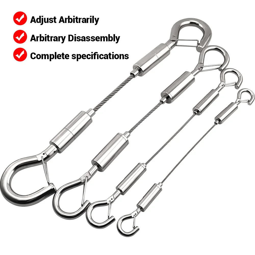 AdjustableAutomaticWireRopeSpringHookStainlessSteelClothesline