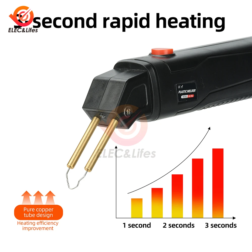 간편 조작 플라스틱 용접 핫 스테이플러 키트 100W 빠른 가열 LED 조명 용접기 (플라스틱 수리용 용접 핀 200개 포함)