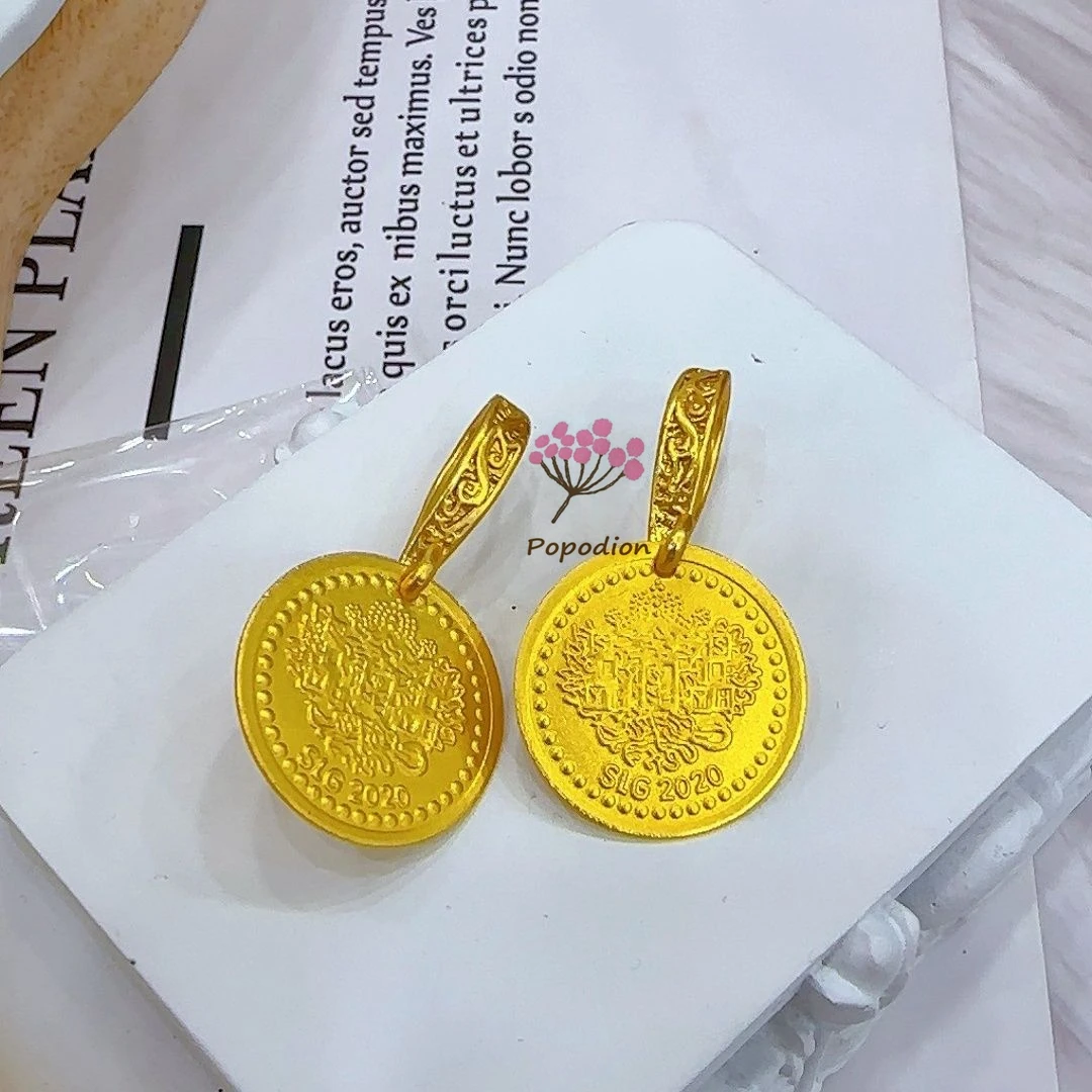 

New Dubai 24K Gold Plated Bridal Wedding Round Earrings Popodion Party Anniversary Gift YY10188