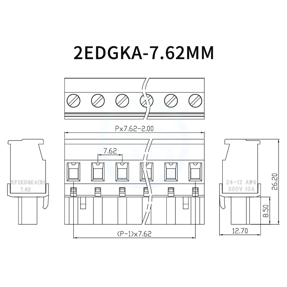 (5 Stück) KF 2EDGKA 2EDGKB 7,62 mm vertikaler gerader seitlicher Verdrahtungsanschlussstecker 2-16-polig JM 15EDGKA / 15EDGKB 7,62