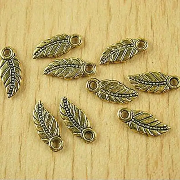 

30pcs 16.7x7.1mm dark gold-tone leaf charms findings h1853