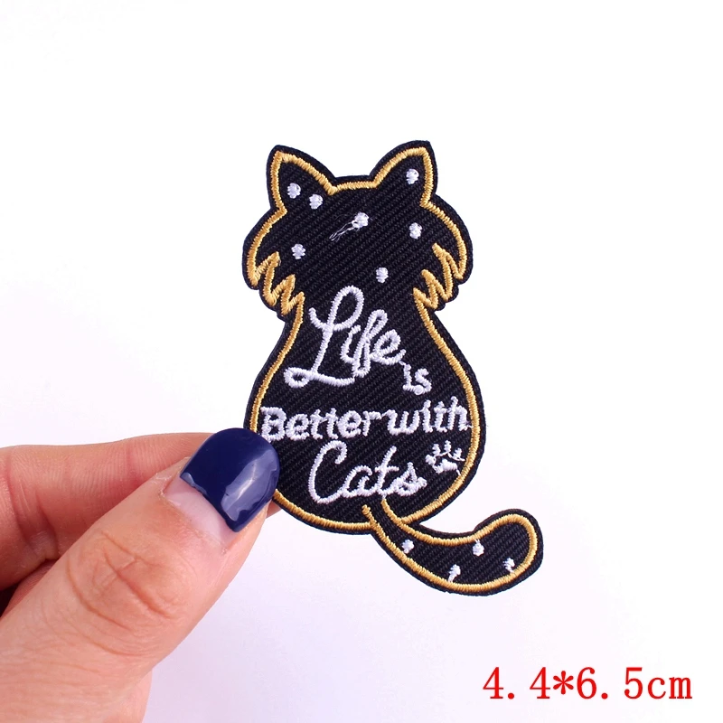 Cute Cat Embroidered Patches For Clothing Thermoadhesive Patches On Kids Clothes Applique DIY Cartoon Badges Animal Stickers