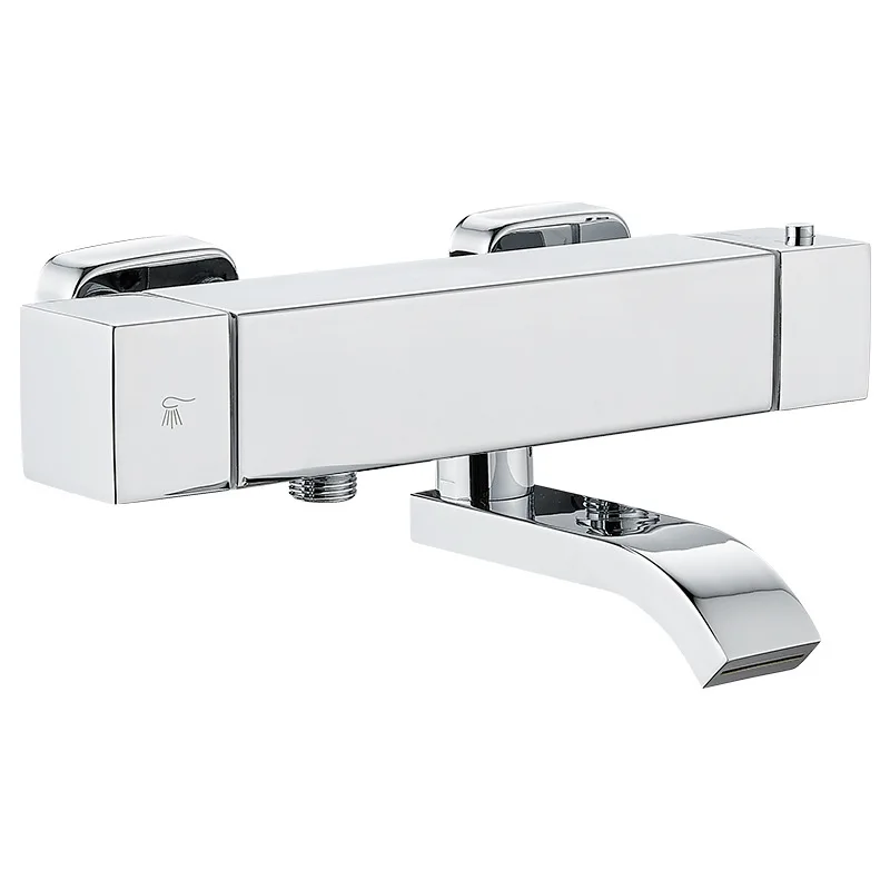 ห้องน้ํา Thermostatic ก๊อกน้ํา Wall Mount อุณหภูมิคงที่ควบคุมวาล์วร้อนเย็นน้ําผสมอ่างอาบน้ําก๊อกน้ํา Accessorie 1