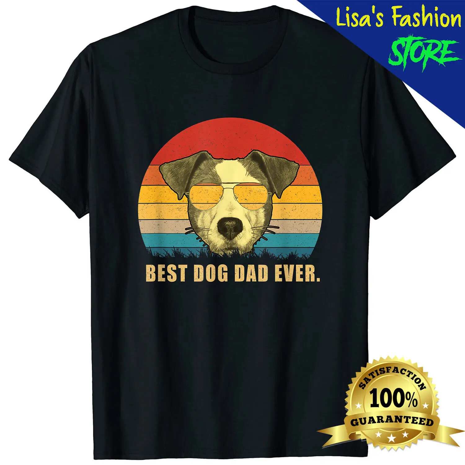 Divertente Vintage Best Dog Dad Ever Jack Russell T-Shirt Terrier Shirt