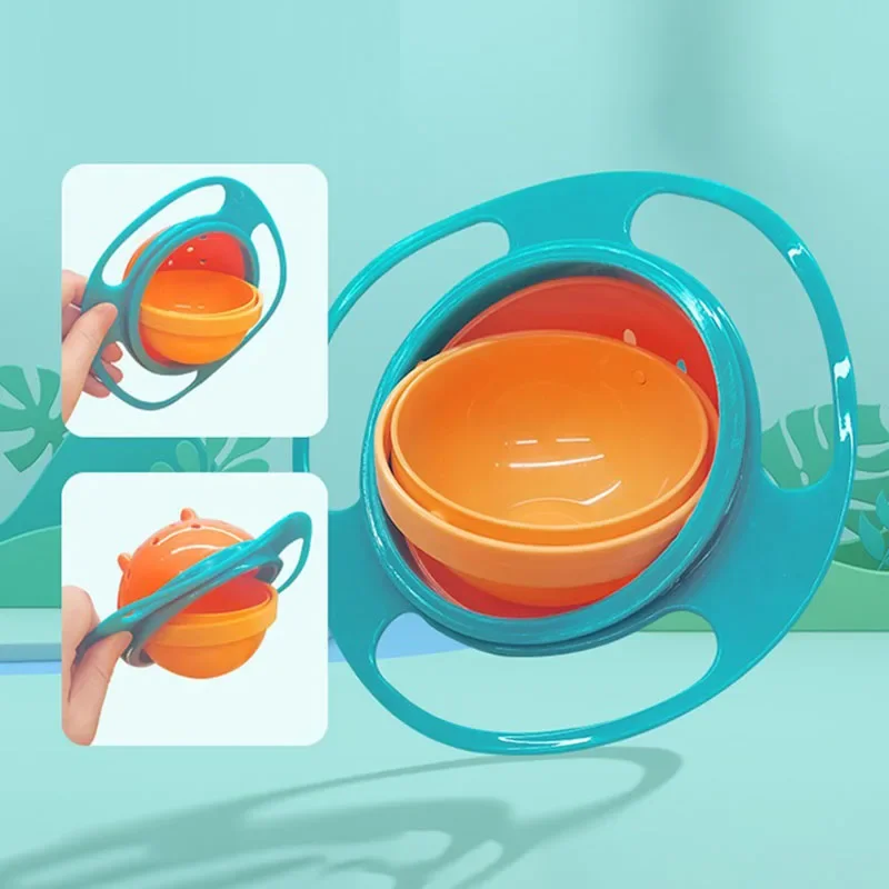 Universal Gyro Bowl Practical Design Children Rotary Balance Novelty 360 Rotate Spill-Proof Solid Feeding Dishes