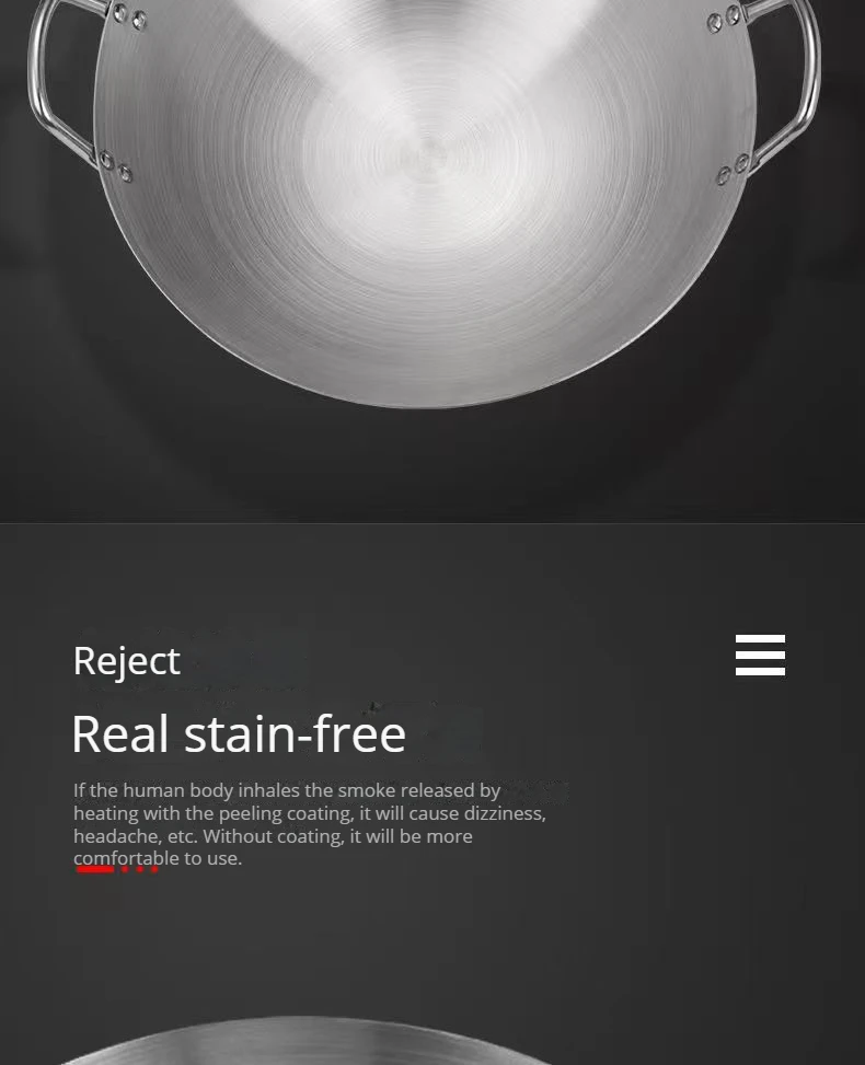 Description Picture 5 of itemDouble-ear Frying Pan Stainless Steel, Uncoated, Thicker Material Suitable For Gas Stoves, Easy To Clean.