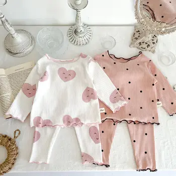 2psc Spring And Autumn Newborn Infant Baby Girls Suit Cartoon Long Sleeved Thread Cotton Kids Fashion Baby Clothing 1