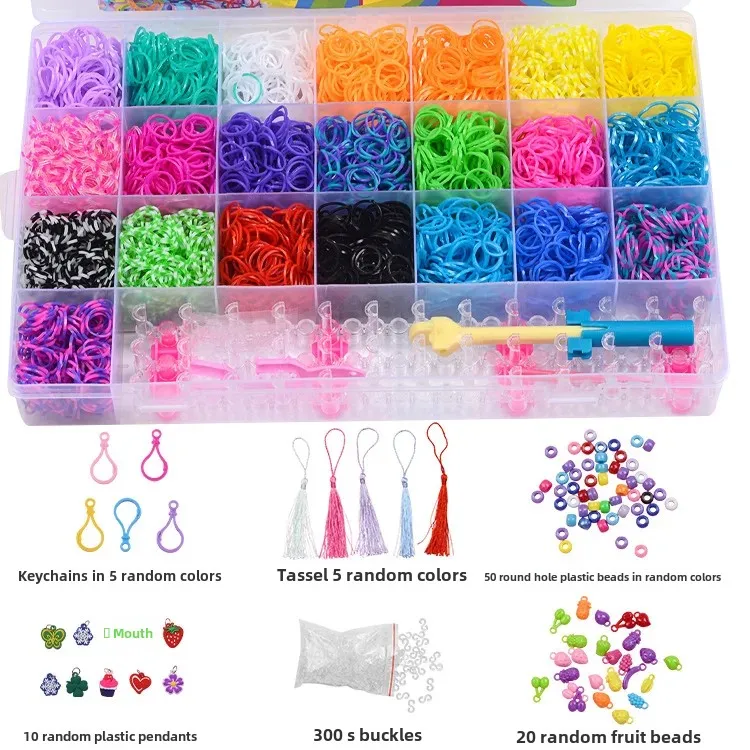 Colorful Handmade Braided Rubber Eraser 28 Grids DIY Educational Children's Toy Bracelet 32 Grids Suit