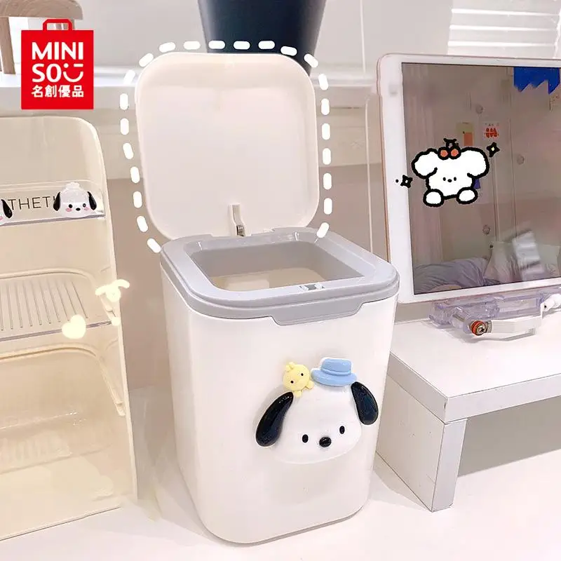 

MINISO Sanrios аниме Kuromi Cinnamoroll понравико мультяшное милое общежитие настольное мусорное ведро Pop Lid Kawaii корзина для отходов маленькая