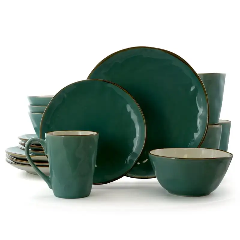 

Tide 16 Piece Round Stoneware Dinnerware Set in Green
