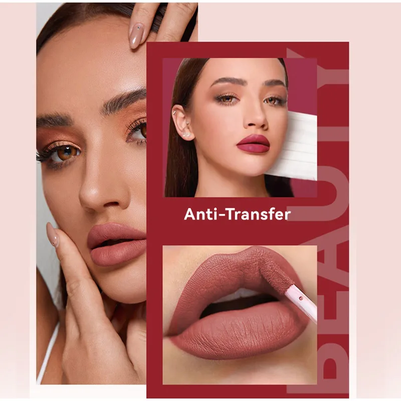 Matte Mist Liquid Lipstick Non-Stick Cup Velvet Lip Gloss Non-Fading Lip Glaze Long Lasting Nude Waterproof Red Lip Tint