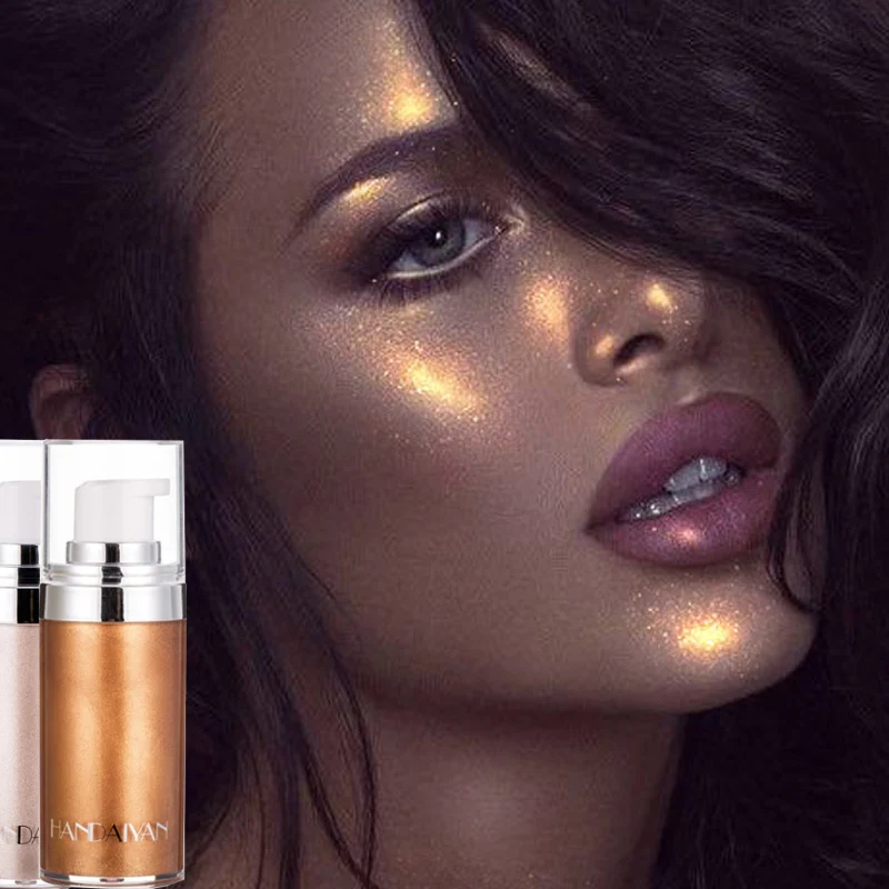 

4 color bronze pearl white pearlescent fluorescent liquid highlighter spray illuminates the face and body to brighten highlights