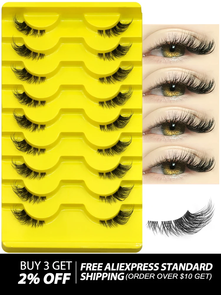 GROINNEYA False Eyelashes Cat Eye Lashes Natural Long Half Eye Lashes Short Wispy Clear Band Lashes 3D Faux Mink Lash Multipack 14 Sd56b0e934bfa4659912d3bb551a268a6o