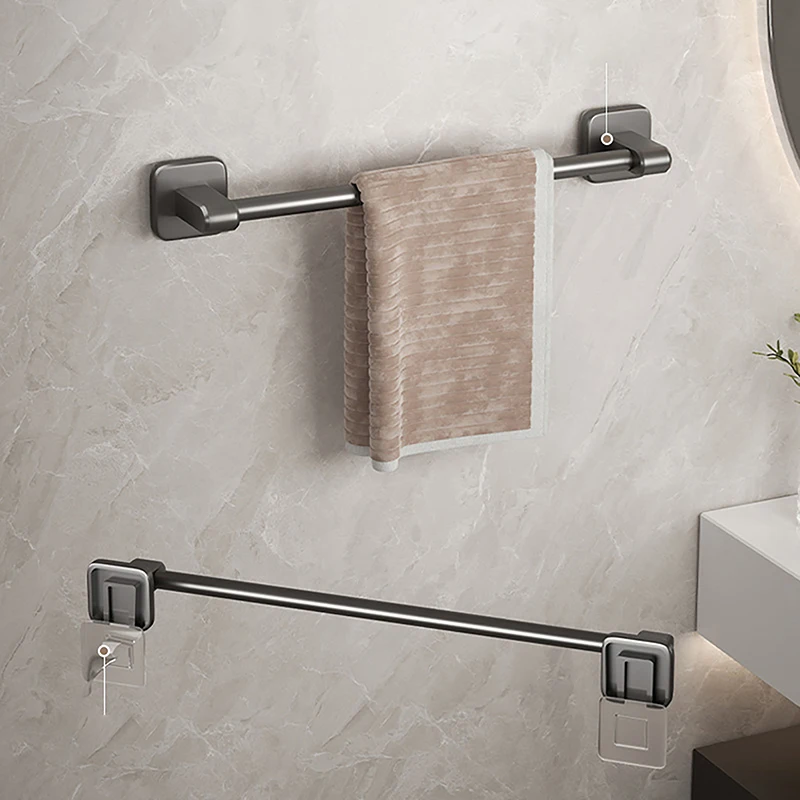 Towel Rack 1PC Towel Holder Space Aluminum No Drilling Bathroom Organizers Self-adhesive Bar Shelves Kitchen Storage Rack