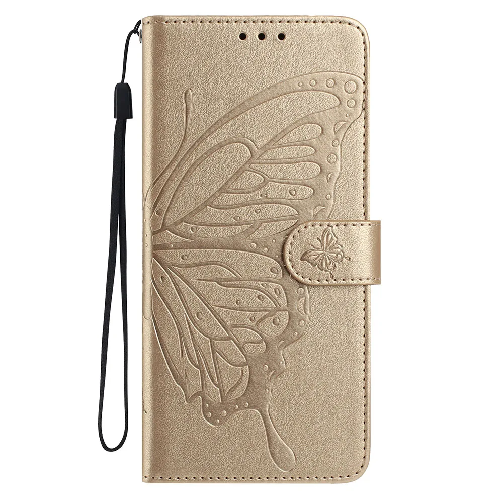 Butterfly Flower Leather Phone Wallet Case with Card Holder and Flip Cover