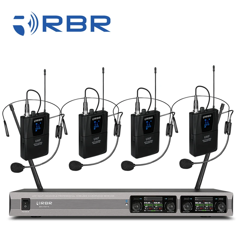 

Высококачественная 4-канальная гарнитура bm7074 UHF, Беспроводная микрофонная система для детской свадебной речи, церкви, сцены, караоке, ди-Джея