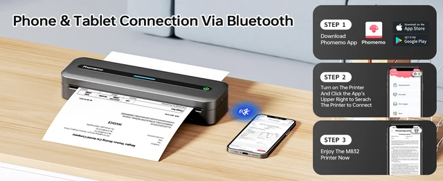 Stampante Termica Portatile Senza Inchiostro A4 - Bluetooth, Batteria 1000mAh, Per Ufficio E Scuola - Foto 2