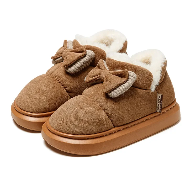 Platform Cotton Slippers 2023 Couple Tube Thick Winter Warm Snow Boots Women's Cotton Slippers Bag Winter Indoor Home Slippers