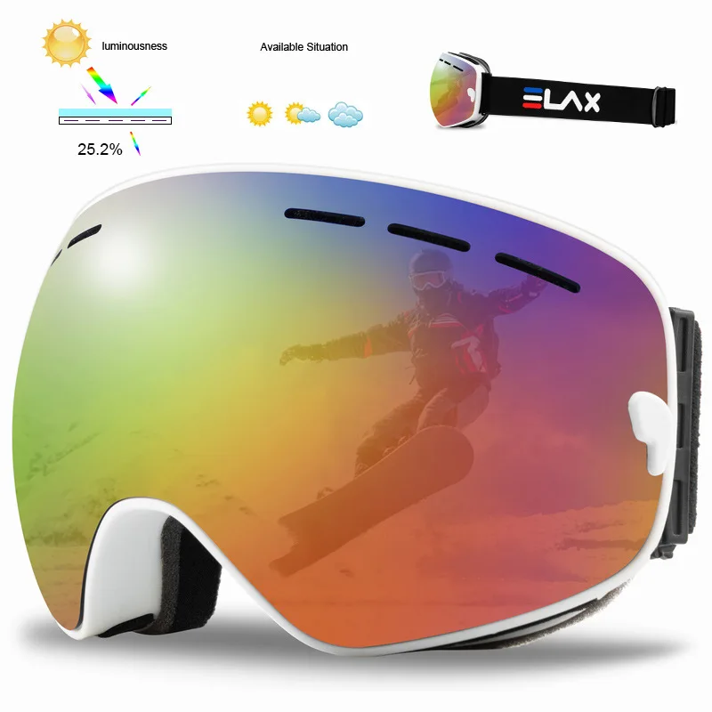 

Double Layers Anti-Fog Ski Goggles Snow Snowboard Glasses Mountaineering Snowmobile Eyewear Outdoor Sports Large Spherical