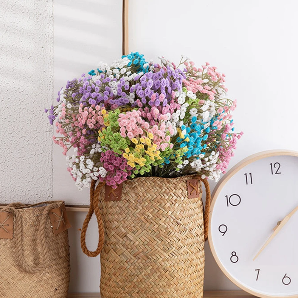 

1Pc Artificial Soft Plastic Full Star BabysBreath Flower 90head Bouquet Wedding Decor Table Living Room Hotel Artificial Plant