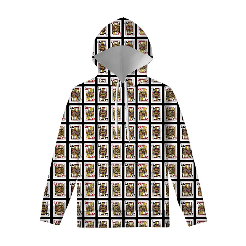 thumbnail image 1 of Sudadera con capucha con estampado 3D de naipes para hombre y mujer, jersey con estampado de póquer a la moda, sudadera con capucha de gran tamaño para primavera y otoño, 1 of 5